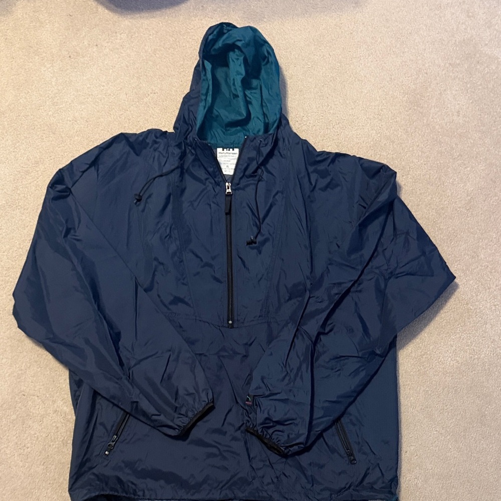 Helly Hansen Navy Windbreaker with Teal Hood
